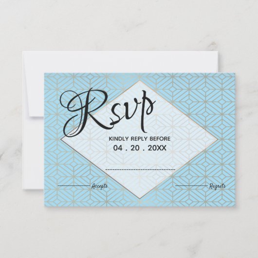 Art Deco in Turquoise en gouddiamantgrens RSVP (Voorkant)