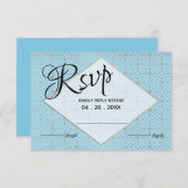 Art Deco in Turquoise en gouddiamantgrens RSVP (Voorkant / Achterkant)