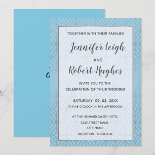 Art Deco in Turquoise en gouden trouwuitnodiging Kaart