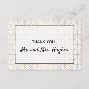 Art Deco in White en gouden bladbruiloft bedankt