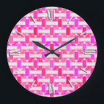 Art Deco Industrial Chic - roze, fuchsia, orchidee Grote Klok<br><div class="desc">Een Art Deco geïnspireerde industriële chic abstracte print in tinten van azalea-roze,  fuchsia en orchidee,  voorzien van een wit-digitaal ontwerp</div>