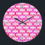 Art Deco Industrial Chic - roze, fuchsia, orchidee Grote Klok<br><div class="desc">Een Art Deco geïnspireerde industriële chic abstracte print in tinten van azalea-roze,  fuchsia en orchidee,  voorzien van een wit-digitaal ontwerp</div>
