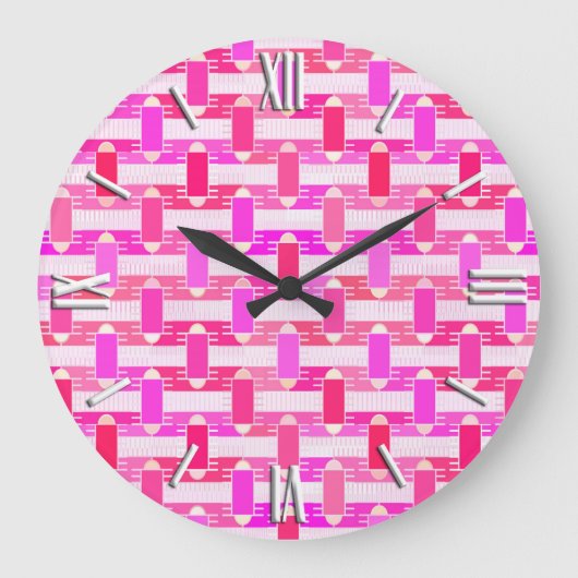 Art Deco Industrial Chic - roze, fuchsia, orchidee Grote Klok (Voorkant)