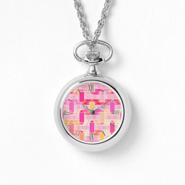 Art Deco Industrial chic - roze, perzik, goud Horloge (Voorkant)