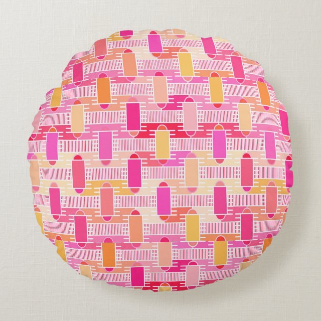Art Deco Industrial chic - roze, perzik, goud Rond Kussen (Voorkant)