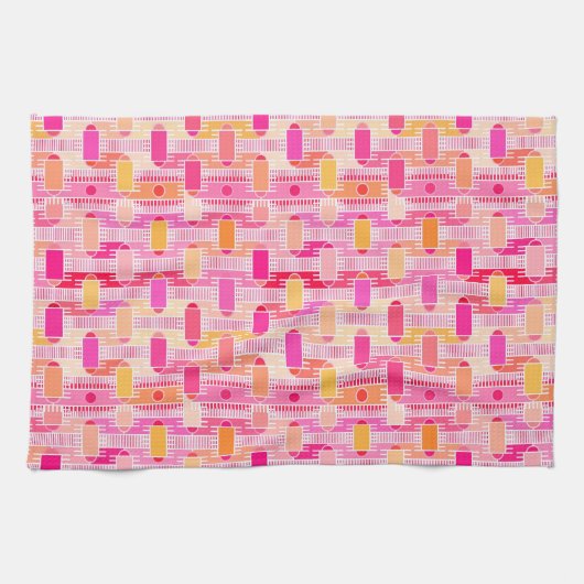 Art Deco Industrial chic - roze, perzik, goud Theedoek (Horizontaal)
