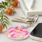 Art Deco industriële chic - roze, perzik, goud Sleutelhanger (Voorkant Rechts)