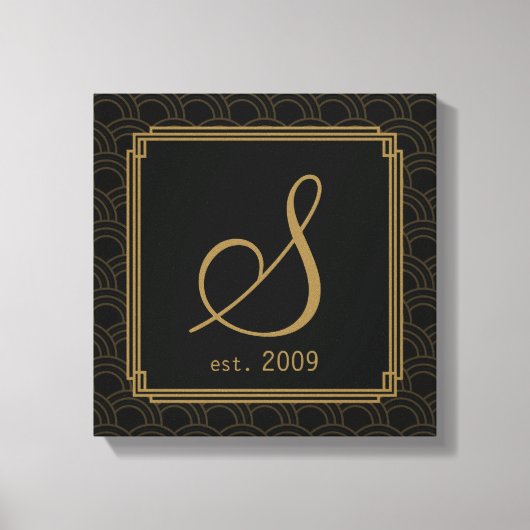 Art Deco Initiaal Wall Art Canvas Afdruk (Voorkant)