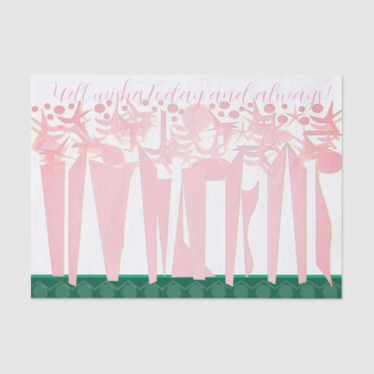 ART DECO Inpakpapier Platte Blad Set van 3 Tissuepapier (Voorkant)