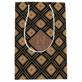 Art Deco inspiratie goud bruin zwart geometrisch p Medium Cadeauzakje