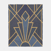 Art Deco inspiratie in blauw en goud Fleece Deken (Voorkant)