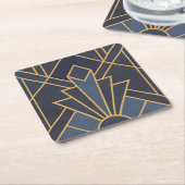 Art Deco inspiratie in blauw en goud Kartonnen Onderzetters (Schuin)
