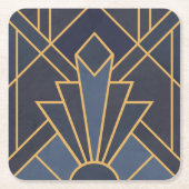 Art Deco inspiratie in blauw en goud Kartonnen Onderzetters (Voorkant)