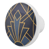 Art Deco inspiratie in blauw en goud Keramische Knop (Rechts)