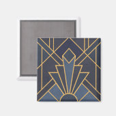 Art Deco inspiratie in blauw en goud Magneet (Voorkant / Achterkant)