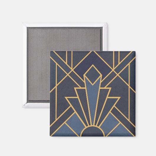 Art Deco inspiratie in blauw en goud Magneet (Voorkant / Achterkant)