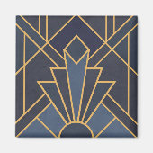 Art Deco inspiratie in blauw en goud Magneet (Voorkant)