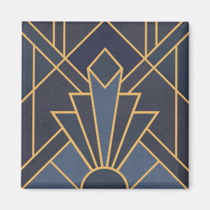 Art Deco inspiratie in blauw en goud Magneet