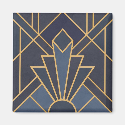 Art Deco inspiratie in blauw en goud Magneet (Voorkant)