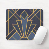 Art Deco inspiratie in blauw en goud Muismat (Met muis)