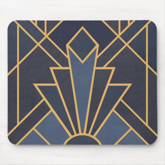 Art Deco inspiratie in blauw en goud Muismat (Voorkant)