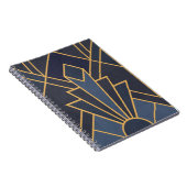 Art Deco inspiratie in blauw en goud Notitieboek (Rechterzijde)