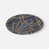 Art Deco inspiratie in blauw en goud Papieren Bordje (Gekanteld)