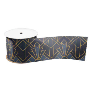 Art Deco inspiratie in blauw en goud Satijnen Lint