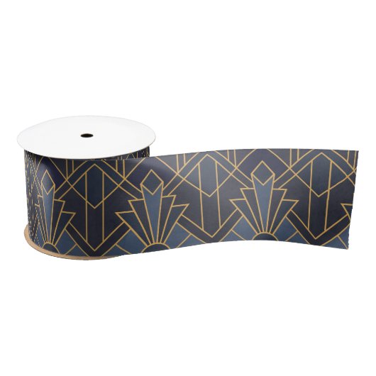 Art Deco inspiratie in blauw en goud Satijnen Lint (Spoel)