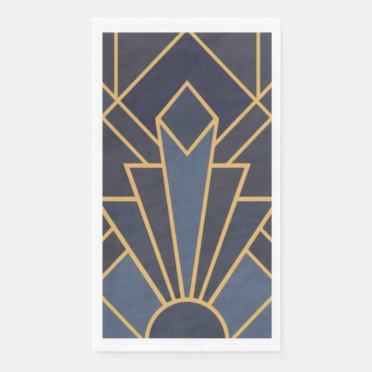 Art Deco inspiratie in blauw en goud Servet (Voorkant)