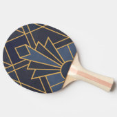 Art Deco inspiratie in blauw en goud Tafeltennisbatje (Zijkant)
