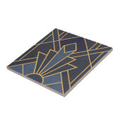Art Deco inspiratie in blauw en goud Tegeltje (Zijkant)