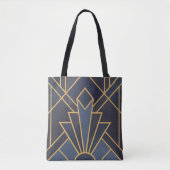 Art Deco inspiratie in blauw en goud Tote Bag (Voorkant)