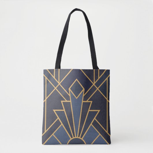 Art Deco inspiratie in blauw en goud Tote Bag (Voorkant)