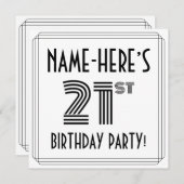 Art Deco Inspired 21st Birthday Party, Custom Name Kaart (Voorkant / Achterkant)
