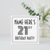 Art Deco Inspired 21st Birthday Party, Custom Name Kaart (Staand voorkant)