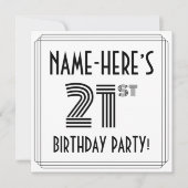 Art Deco Inspired 21st Birthday Party, Custom Name Kaart (Voorkant)