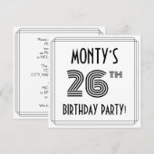 Art Deco Inspired 26th Birthday Party, Custom Name Kaart (Voorkant / Achterkant)