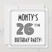 Art Deco Inspired 26th Birthday Party, Custom Name Kaart (Voorkant)
