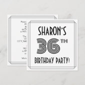 Art Deco Inspired 36th Birthday Party, Custom Name Kaart (Voorkant / Achterkant)