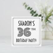 Art Deco Inspired 36th Birthday Party, Custom Name Kaart (Staand voorkant)