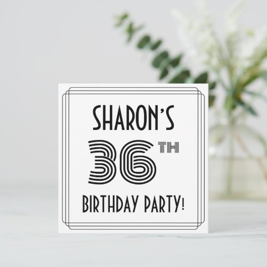 Art Deco Inspired 36th Birthday Party, Custom Name Kaart (Staand voorkant)
