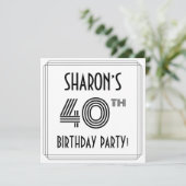Art Deco Inspired 40th Birthday Party, Custom Name Kaart (Staand voorkant)