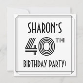 Art Deco Inspired 40th Birthday Party, Custom Name Kaart (Voorkant)