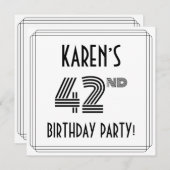 Art Deco Inspired 42nd Birthday Party, Custom Name Kaart (Voorkant / Achterkant)