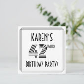 Art Deco Inspired 42nd Birthday Party, Custom Name Kaart (Staand voorkant)