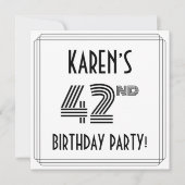 Art Deco Inspired 42nd Birthday Party, Custom Name Kaart (Voorkant)