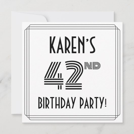 Art Deco Inspired 42nd Birthday Party, Custom Name Kaart (Voorkant)