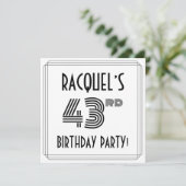 Art Deco Inspired 43rd Birthday Party, Custom Name Kaart (Staand voorkant)