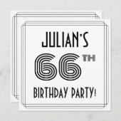 Art Deco Inspired 66th Birthday Party, Custom Name Kaart (Voorkant / Achterkant)